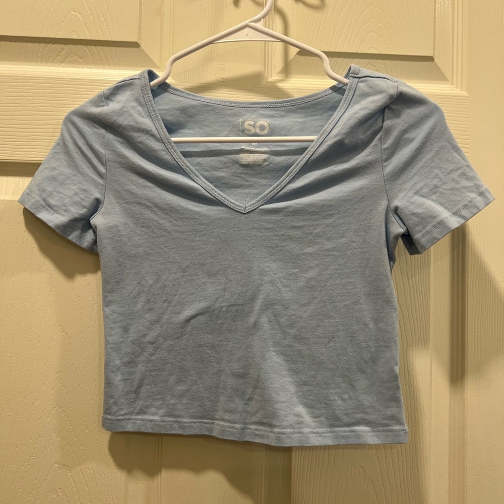 SO Women's Sky Blue V-Neck Tee
